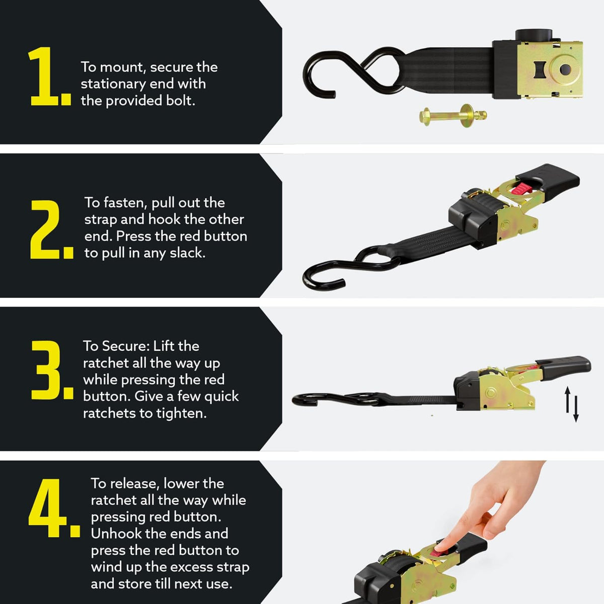 Heavy-Duty Retractable Ratchet Straps™