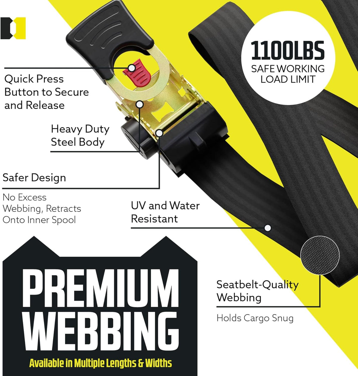 Heavy-Duty Retractable Ratchet Straps™